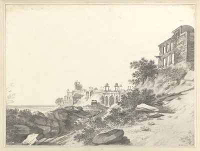 Ansicht der Ruinen des Palastes und der Moschee in Fatepur Sikri, ca. 1783 von William Hodges